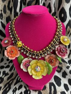 Betsey Johnson Vintage Secret Garden Ladybug Bright Colorful Flower Necklace | eBay Multicolor Flower Charm Necklace For Spring, Multicolor Flower Decorated Jewelry For Spring, Spring Multicolor Floral Jewelry, Spring Multicolor Flower Decorated Jewelry, Multicolor Flower Necklace For Spring Gift, Multicolor Flower Necklace As Spring Gift, Spring Multicolor Flower Necklace As Gift, Multicolor Flower Necklace With Flower Decoration, Vintage Multicolor Jewelry For Spring