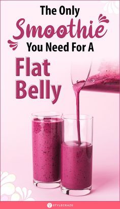 the only smoothie you need for a flat belly is in two glasses with pink liquid