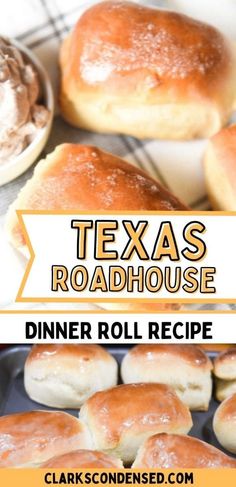 texas roadhouse dinner roll recipe with text overlay