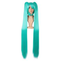 PRICES MAY VARY. 100% Brand New Material: 100% High temperature fiber Length: Wig Approx 35cm, Ponytail Approx 120cm Package included: 2 ponytails & 1 short straight full wig Cap Size: The maximum circumference is approx 20~21inch / 51~53 cm (Error of 1-2 cm may exist), the size is adjustable. 1. Our wig product is made of Kanekalon fiber which is a thermostable Material and called "High-temperature resistance fiber". it can be curled or straightened by Electronic Hair stick under 120 degrees Ce Miku Wig, 2 Ponytails, Good Quality Wigs, Ponytail Wig, Anime Wigs, Wig Party, Straight Ponytail, Clip In Ponytail, Quality Wigs