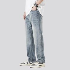 Discover our stonewashed mid-waist jeans from the 2023 Spring-Summer Collection a perfect blend of vintage flair and trendy fashion!Why It's Your Must-Have Wardrobe PieceEngineered to perfection. these jeans embody a steady aesthetic with contemporary grace. Its light-wash and mid-waist design exude a classic elegance. making it a wardrobe staple you just can't live without.Distinctive Features: Fashionable & Vintage: Effortlessly stylish. the fashionable medium-waist design and vintage sanded s Steady Aesthetic, Men Wide Leg Pants, Oversize Jeans, Loose Fit Trousers, Low Heel Ankle Boots, Mid Waist Jeans, Casual Denim Pants, Oversized Jeans, Casual Evening