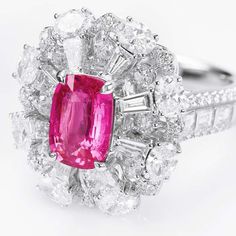 For Sale on 1stDibs - This GEMCOOK JEWELLERY 2ct Super Hot Pink Mahenge Spinel Ring is a stunning piece of jewelry. Its 2ct Super Hot Pink Mahenge Spinel stone is a rare find Luxury Pink Hallmarked Rings, Luxury Pink Pink Sapphire Diamond Ring, Luxury Dazzling Pink Rings, Pink Spinel Crystal, Spinel Stone, Pink Spinel, Spinel Ring, Cocktail Rings, Hot Pink