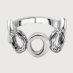 Add some elegance to your style with our Ocean Multi Loop Ring. This silver ring features multiple loops for a unique and versatile look. A must-have addition to any jewelry collection. Elevate your outfits with this stunning piece! Silver Stackable Rings For Party, Modern Twist Open Ring Jewelry, Metal Jewelry With Ring Detail And Modern Twist, Modern Metal Jewelry With Ring Detail, Modern Twist Silver Jewelry For Party, Modern Silver Midi Rings For Formal Occasions, Modern Silver Midi Rings For Formal Events, Silver Midi Rings With Round Band, Elegant Silver Stackable Rings With Polished Finish