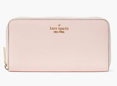 New with tags 100% Authentic Kate Spade New York  Madison Colorblock Saffiano Leather Wallet Conch Pink with Gold tone hardware Style # KC578 Saffiano Leather Zip closure Outside slip pocket Two-way spade lining Inside zip pocket and 12 credit card slots, 4 billfolds Length: 7 3/4" Height: 4" Depth: 1" Fast shipped from USA - Everything we sell is 100% Authentic and Purchased at the Official Store or Factory Outlet - We are not affiliated with any Brand Name Store - we keep stock and ship from s Formal Pink Kate Spade Wallets, Compact Kate Spade Wallet, Kate Spade Beige Wallet, Katespade Wallet, Kate Spade Wallet Pink, Logo Line, Kate Spade Wallet, Pink Leopard, Conch