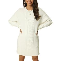 The long sleeve casual sweater dress is a must-have item in your wardrobes. The casual sweater dress can match with leggings, boots to create a casual while trendy looks. Measurement (inches) International Size------Length------Shoulder-------Chest S-------------31.1--------------20.1------------45.7 M------------31.7--------------20.7------------48.0 L-------------32.3--------------21.3------------50.4 XL-----------32.9--------------21.8------------52.8 Color: Black.  Gender: female.  Age Group Casual Sweater Dress, Christmas Sweater Dress, Leggings Boots, Shift Dress Casual, Sweater Dress Casual, Cable Knit Sweater Dress, Cowl Neck Sweater Dress, Christmas Sweaters For Women, Statement Accessories