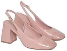 Chic Blush Heels With Sculpted Heel, Formal Slingback Heels For Fall, Formal Fall Slingback Heels, Chic Round Toe Slingback Pumps For Spring, Chic Spring Slingback Pumps With Round Toe, Luxury Patent Leather Slingback Pumps For Spring, Chic Slingback Pumps With Round Toe For Spring, Elegant Slingback Heels For Fall, Elegant Fall Slingback Heels