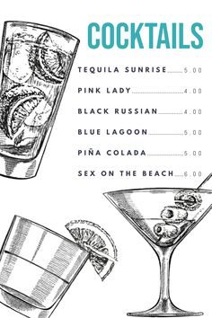 Cocktail Drinks Menu Cocktails Menu Design, Drink Menu Design Template, Cocktail Menu Design, Boys Birthday Party Games, Summer Cocktail Menu, Drink Menu Template, Summer Sale Poster, Drink Menu Design, Free Menu Templates