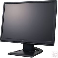 a black computer monitor sitting on top of a desk