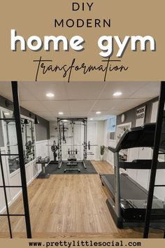 a home gym with the words diy modern home gym