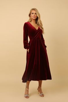 Dark Burgundy Velvet Dress High Quality Fabric Dress Mid Calf - Etsy Bosnia and Herzegovina Bridesmaid Dress Burgundy, Burgundy Long Sleeve Dress, Midi Dress Winter, Burgundy Velvet Dress, Long Sleeve Bridesmaid Dress, Evening Midi Dress, Midi Bridesmaid Dress, Fall Bridesmaid Dresses, Burgundy Midi Dress