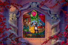 the beauty and the beast stained glass window