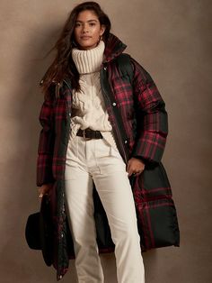 Night Fashion, Long Puffer Coat, Winter Gear, Autumn 2024, Stylish Outfit, Banana Republic Women, Clothes Horse