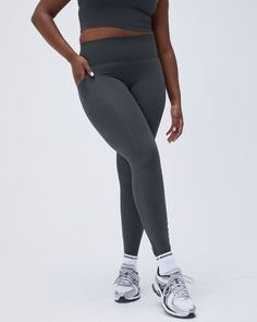 Women's Ultimate Pocket Leggings - Graphite Grey | Adanola Functional Full-length Tights With Pockets, Sportswear Bottoms With Side Pockets And 4-way Stretch, Sporty Yoga Pants With Pockets And 5-inch Inseam, Casual Leggings With Side Pockets And 4-way Stretch, Sporty Tight Pants With 5-inch Inseam, Solid Leggings With Pockets And 4-way Stretch, Full Length Leggings With Pockets And 4-way Stretch, Casual Compressive Bottoms With Hip Pockets, Full Length 4-way Stretch Leggings With Pockets