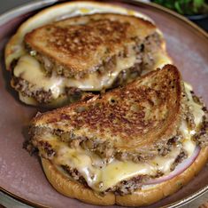 two grilled cheese sandwiches on a plate