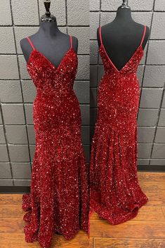 Straps Red Sequin V Neck Mermaid Long Prom Dress Red Prom Dress Long, Glittery Dress, Long Formal Dress, Red Homecoming Dresses, Long Red Dress, Short Homecoming Dress, Red Sequin, Long Red, Pageant Dresses