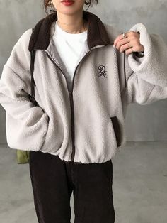 Women's Oversized Casual Drop Shoulder Zip Front Hoodie With Letter Embroidery, Fall/Winter Grey Casual  Wrist-Length Sleeve Polyester Colorblock,Letter Zip Up Non-Stretch Fall/Winter Women Clothing, size features are:Bust: ,Length: ,Sleeve Length: Oversize Casual, Ballet Fashion, Inspiration Mode, Color Stripes, Womens Fall, Outerwear Women, Maternity Bag, Winter Women, Drop Shoulder