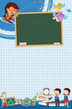 children are standing in front of a blackboard