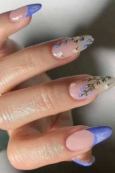 Spring Gel Nails Ideas, Easter Nails Design Spring, Acrylic Nails Almond Shape, Brown Nails Design, Baby Blue Nails, Easter Nail Designs, Asian Nails, Spring Acrylic Nails, Almond Acrylic Nails