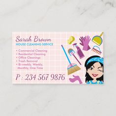 a business card for cleaning services