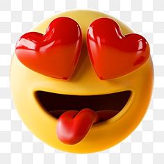 a yellow smiley face with two hearts on it's cheek, transparent background png