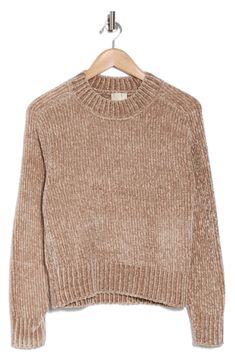 An abbreviated hem lends trend-right charm to this cozy sweater knit from supersoft chenille. 21 1/2" length (size Small) Crewneck Long sleeves 100% polyester Hand wash, line dry Imported Clothing Industry, Concert Looks, Chenille Sweater, Preppy Look, Crop Sweater, Sweaters And Leggings, Cozy Sweater, Jogger Jeans