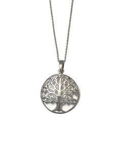 This .925 sterling silver Tree of Life Celtic pendant necklace features songbirds in the tree! The Tree of Life represents protection and connection between earth and heaven. It is a very strong symbol in Celtic heritage. This pendant comes in four chain lengths! Silver Tree Of Life Round Pendant Necklace, Symbolic Silver Tree Of Life Jewelry, Symbolic Silver Necklace With Tree Of Life, Symbolic Silver Jewelry With Tree Of Life, Sterling Silver Tree Of Life Round Pendant Necklace, Sterling Silver Tree Of Life Necklace With Round Pendant, Symbolic Tree Of Life Sterling Silver Jewelry, Symbolic Sterling Silver Tree Of Life Jewelry, Spiritual Tree Of Life Sterling Silver Necklace