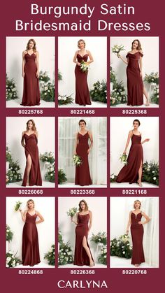 the bridesmaid dresses are all different colors and sizes