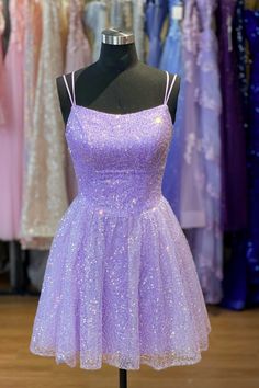 This dress features an elegant A-line silhouette and is made of delicate tulle material in a lovely lavender color. It has adjustable spaghetti straps and a lace-up back, with a flattering above-the-knee length. SKU: 3559 Lavender color Tulle material A-line silhouette Spaghetti straps Above knee length Lace-up back Ship in 7-10 business days Size: US 2-16. We offer free returns in 7 days. Please refer to our return policy page for more details. If you have any questions, don't hesitate to conta 13 Birthday Outfit Ideas Purple, Tangled Hoco Theme Dress, Lilac Dama Dresses, Tangled Themed Homecoming Dress, Hoco Dresses Lavender, Tangled Themed Hoco Dress, Short Purple Prom Dress, Lavender Hoco Dresses, Light Purple Hoco Dresses