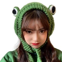 Toad Drawing, Knitted Frog, Frog Hat, Crochet Frog, Mode Crochet, Halloween Tattoo, Crochet Knit Hat, Knitted Headband, Harajuku Style