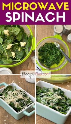 Microwave Spinach What Can I Make With Frozen Spinach, How To Wilt Fresh Spinach, Microwave Spinach, Microwave Rice Recipes, Steam Spinach, Frozen Spinach Recipes Vegan, Best Spinach Recipes