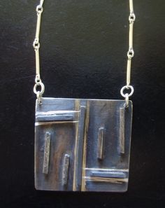 Unique Necklace With Oxidized Rectangular Pendant, Unique Necklace With Oxidized Finish And Rectangular Pendant, Unique Necklace With Rectangular Oxidized Pendant, Unique Oxidized Necklace With Rectangular Pendant, Oxidized Rectangular Pendant Necklace, Contemporary Oxidized Jewelry For Gift, Contemporary Oxidized Finish Jewelry As Gift, Contemporary Oxidized Finish Jewelry For Gift, Contemporary Hand Forged Silver Necklace