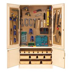 a tool cabinet filled with lots of tools