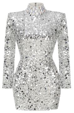 Long Sleeve Crystal Sequin Dress Silver DESIGN: Color: Silver Mock neck Long sleeves Sequined Embellished with rhinestones Exposed zipper at back Gentle Dry Clean Only Length: Mini MATERIAL: Polyester + Cotton High quality durable fabric. Delicate sewing and hemming by durable needle lockstitch machine. YKK zipper (known as the most durable and reliable zippers manufactured today). To maintain the beauty of your garment, please follow the care instructions on the attached label. Color may vary due to lighting on images. The product images (without model) are closest to the true color of the item.     * Order one size up for a relaxed fit. * Pay special attention on measurements to ensure proper fit. * If you are between two sizes the larger one is recommended.    & Silver Party Dress Long Sleeve, Luxury Silver Sequin Dress For Formal Occasions, Luxury Silver Sequin Dress, Glamorous Style, Luxury Silver Sequin Dress For Spring, Luxury Silver Dresses With Embellishments, Luxury Silver Long Sleeve Dress, Silver Cocktail Dress For Women, Sliver Glitter Dresses, Luxury Silver Sparkling Sequin Dress