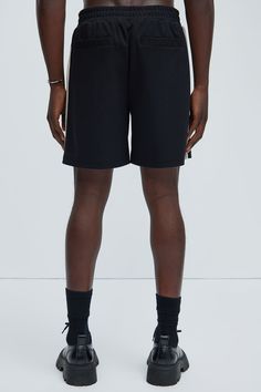 Available In Black and Olive Elastic Waistband Drawstring Side Pockets Side Stripe Detail Pair With "Dennis Pocket Knit Shirt" 100% Polyester Imported | Mens Dennis Relaxed Shorts in Black size 3XL by Fashion Nova Side Stripe, Knit Shirt, Mens Shorts, Everyday Essentials Products, Black Fashion, Fashion Nova, Size Medium, Elastic, Womens Dresses