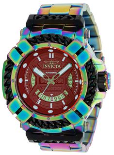 This beautiful Invicta Bolt watch contains a precise Automatic movement in addition to a iridescent case. Its face displays a iridescent, metal dial protected by a highly resistant Flame Fusion Crystal. This timepiece is completed by a black, iridescent, stainless steel band and it offers water resistance of up to 100 m. With sharpness in attitude and ability, the Invicta Bolt is a mastermind of dominance. Perfectly synchronized movements, complex casing engineering and signature rope jewelry de Black Iridescent, Rope Jewelry, Invicta Watches, Buy Watches, Men's Watches, Stainless Steel Band, 100m, Casio Watch, Time Piece