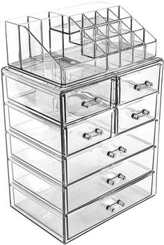 a clear plastic drawer with six drawers