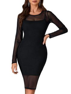 PRICES MAY VARY. Fabric: Long sleeve 2 piece outfit is light-weight, breathable, soft touching, stretchy, very comfortable. This set included see through sheer mesh overlay midi dress + inner cami dress. Features: Sexy 2 piece outfit features sheer mesh see through, long sleeve crewneck overlay, straps bodycon mini inner dress, offers you a sexy and charming look,let you catch people’s eyes in the crowd. Match: Bodycon set can be matched with your your favourite sunglasses, earrings, necklace, f Birthday Vacation, 2 Piece Outfit, High Heels Sandals, Club Night, More Feminine, Mesh Overlay, Necklace Fashion, Long Sleeve Bodycon, Heels Sandals