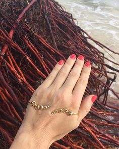 Didn't know palm roots where so colorful and beautiful. World palmcuff  // Cristina Ramella Jewelry Palm Jewelry, Tiny World, Hand Jewelry, Wire Jewelry, Chic Outfits, Cuff, Gold, Color