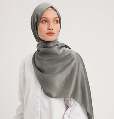 Modefa Shawl Sage Grey Shine Hijab Shawl - Sage Grey Elegant Silk Shawl For Eid, Elegant Shawl For Eid And Formal Occasions, Elegant Silk Scarf For Eid, Elegant Shawl For Formal Eid Occasions, Elegant Formal Shawl For Eid, Elegant Wedding Hijab, Formal Solid Color Satin Scarves, Elegant Solid Color Silk Shawl Scarf, Elegant Formal Shawl In Solid Color