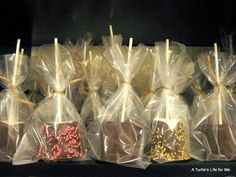 several bags filled with candy and sprinkles