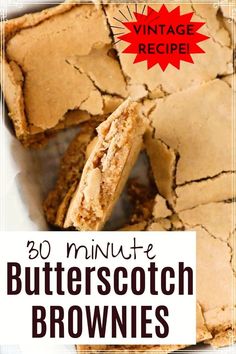 an image of butterscotch brownies with text overlay