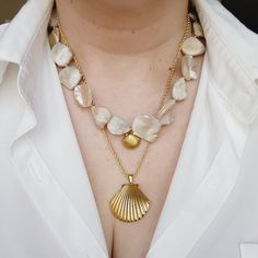 Ivory nacar Baroque necklace, Ivory pearl Chunky Necklace, 18k Gold Plated Cuban Chain, ivory summer necklace, ivory pearl choker, ivory baroque necklace, ivory mother pearl necklace, summer necklace, summer jewelry trends, gift for women, bold ivory necklace, gift for bestfriend, gift for wife, aesthetic pearl necklace, Stainless Steel Pearl Beaded necklace, ellie vail jewelry, waterproof necklace for women, shell Necklace Elegant Mother Of Pearl Shell Pendant Necklace, Pearl White Shell-shaped Pearl Chain Jewelry, Pearl White Shell Necklace With Pearl Chain, Elegant Shell-shaped Pearl Drop Necklace, Elegant Shell-shaped Metal Jewelry, Elegant Mother Of Pearl Shell With Pearl Drop, Elegant Pearl Drop Mother Of Pearl Shell, Shell-shaped Mother Of Pearl Necklace With Pearl Pendant, Shell Necklace With Pearl Pendant In Mother Of Pearl