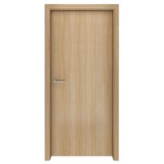 an open wooden door on a white background