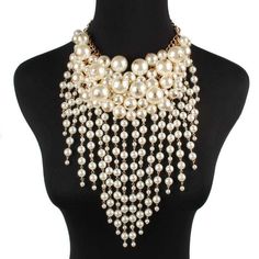 Women Jewelry Necklace Set Birthday Party Multi-layer Imitation Pearl Tassel | eBay Pearl Bridal Jewelry Sets, Black And White Jewelry, Crystal Bridal Jewelry Sets, Boho Statement Necklace, Beaded Bib Necklace, Pearl Bridal Jewelry, Collar Choker, Body Chains, Pearl Necklace Earrings