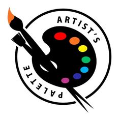 the logo for artist's field with a paintbrush and rainbow - hues