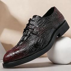 Category:Oxfords; Upper Materials:PU Leather; Lining Materials:PU; Gender:Men's; Toe Shape:Round Toe; Outsole Materials:Rubber; Closure Type:Lace-up; Function:Comfortable,Slip Resistant; Listing Date:08/22/2024; 2024 Trends:Crocodile Pattern Stylish Formal Dresses, Black Patent Leather Loafers, Patent Leather Loafers, Oxford Boots, Loafers Online, Leather Floral, Mens Oxfords, Lace Up Ankle Boots, Black Patent Leather