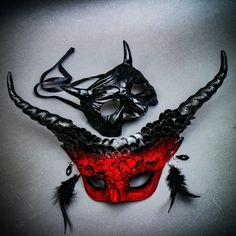 Step Into A Realm Of Mystique And Allure With Our Devil Horned Masquerade Mask Set, Designed To Captivate At Any Event With Its Striking And Bold Design. Perfect For Adding An Air Of Enchantment To Masquerade Balls, Music Festivals, Themed Parties, Or Halloween Events, These Masks Will Transform You Into A Figure Of Intrigue. Unique And Eye-Catching Design_this Exclusive Set Features Two Mesmerizing Masks: * A Men Mask With Sculpted Horns, Offering A Sleek, Bold Look For Those Seeking A Touch Of Black Masks For Cosplay Carnival, Black Mask For Cosplay Carnival, Fitted Black Masquerade Mask For Halloween, Fitted Black Masquerade Mask For Carnival, Fitted Black Masks For Costume Party, Red Fantasy Masquerade Mask For Costume Party, Red Fantasy Masquerade Mask For Costume, Black Fantasy Festival Masks, Black Gothic Fitted Masquerade Mask