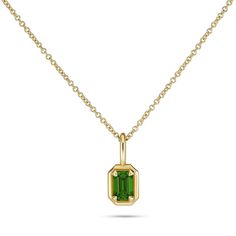 Stone and Strand 14K Yellow Gold Emerald Bonbon Necklace Close Up Image Solid Yellow, Spring Rings, Jewelry Collection, Emerald, Limited Edition, Gems, Yellow Gold, Gemstones, Chain