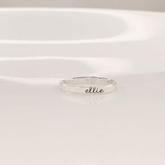 Fine silver name ring cursive font Trending Stackable Name | Etsy Nameplate Ring, Stackable Name Rings, Ring Name, Hand Stamped Ring, Mom Ring, Name Ring, Stamped Rings, Engraved Ring, Cursive Font