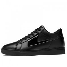 Low Top Elevator Leather Sneakers for Men Increase Height 3.2inch / 8cm Black Lift Board Shoes Sporty Black Lace-up Leather Shoes, Black Patent Leather Lace-up Shoes, Casual High-top Patent Leather Sneakers, Black Low-top Lace-up Shoes With Rubber Heel Cap, Black Height-increasing Lace-up Sneakers, Black Patent Leather Low-top Lace-up Shoes, Black Lace-up Height Increasing Sneakers, Casual Low-top Patent Leather Lace-up Shoes, Casual Patent Leather High-top Sneakers With Round Toe